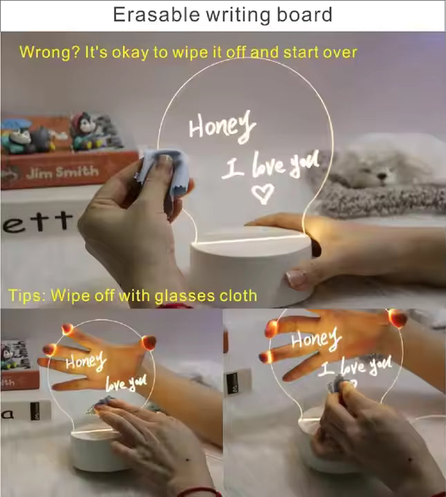 Note Board Night Light DIY Creative Led USB Message With Pen